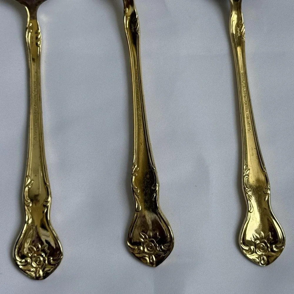 Reed & Barton Ultra Select Gold Plate Serving Set Fork‎ Spoon Slotted VTG